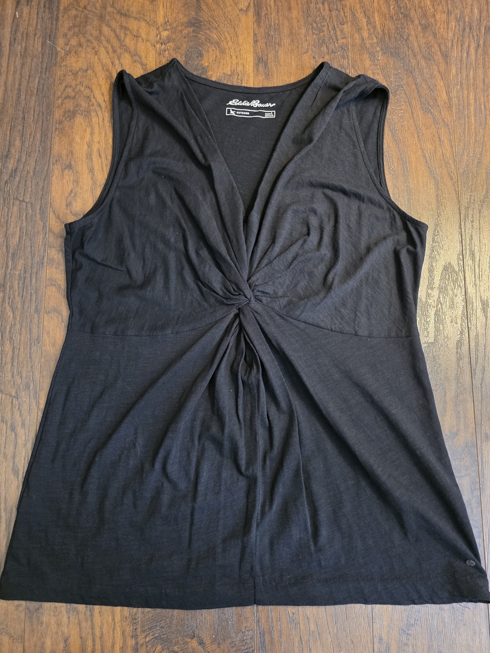 Eddie Bauer Black Knot-Front Sleeveless Tank Top